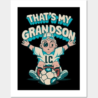 That's My Grandson Out There Funny Football Women Grandma Posters and Art